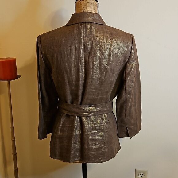 Dana Buchman Golden Brown linen jacket size 6 - Picture 4 of 11